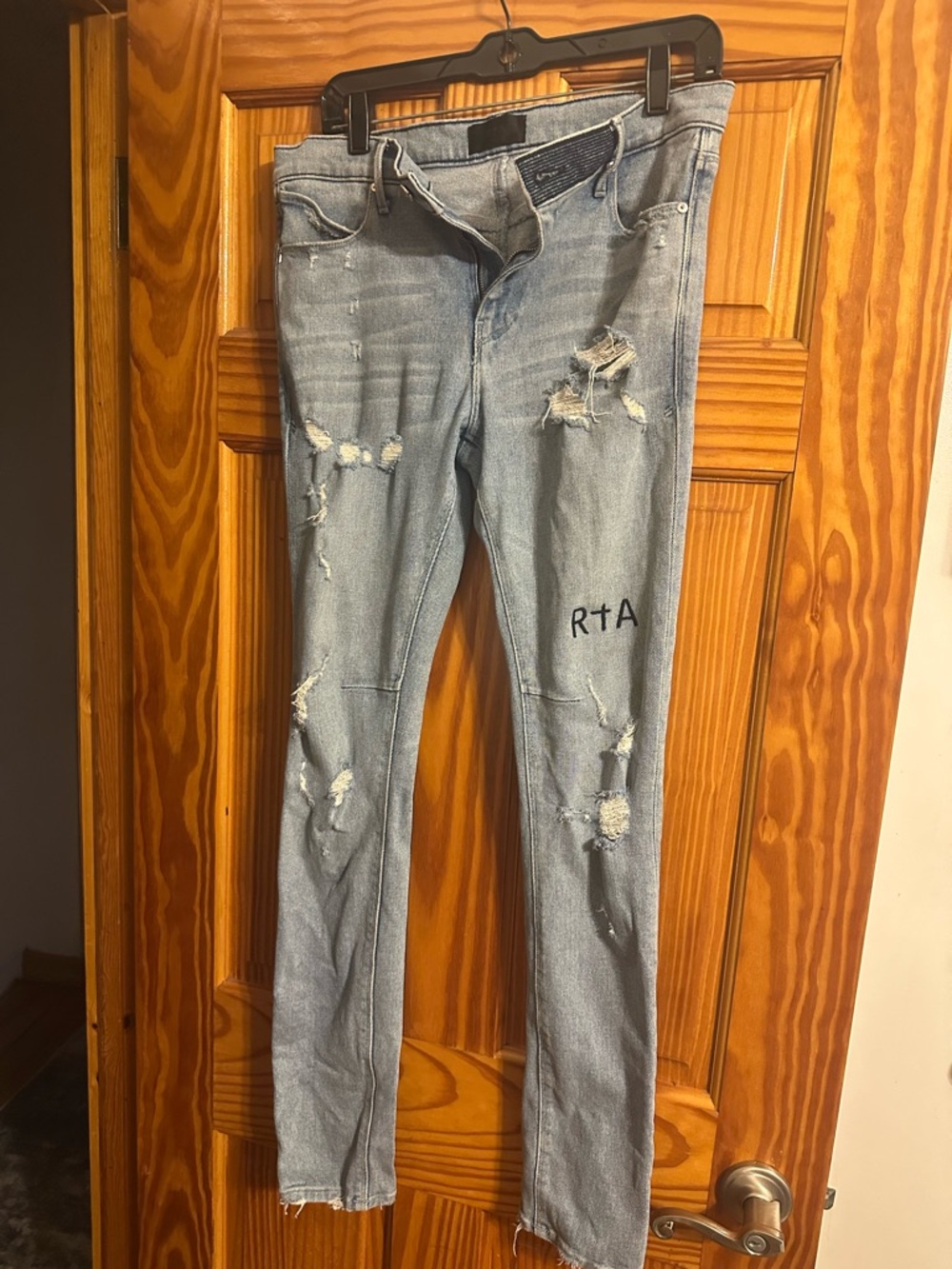 RtA Light Blue Distressed Skinny Jeans